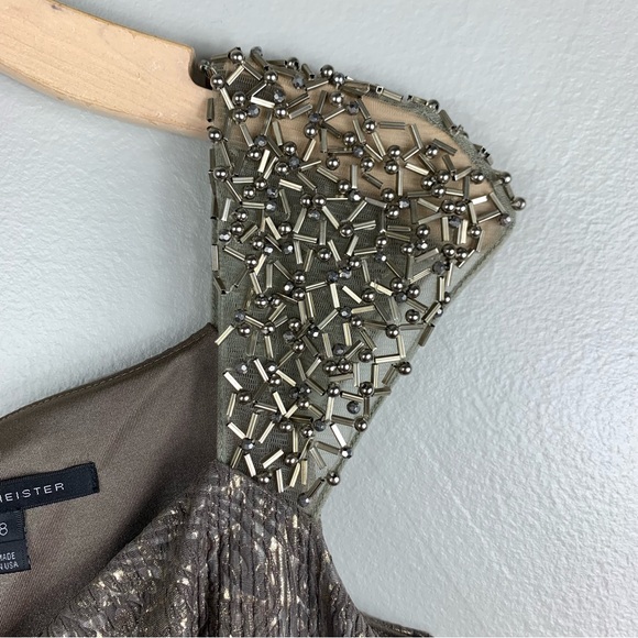 David Meister | Embroidered Cap Sleeve Cocktail Dress | Size 8 - Picture 8 of 15